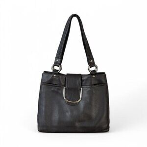 Vintage Perlina New York Dark Brown Leather Shoulder Bag |Classic Everyday Purse